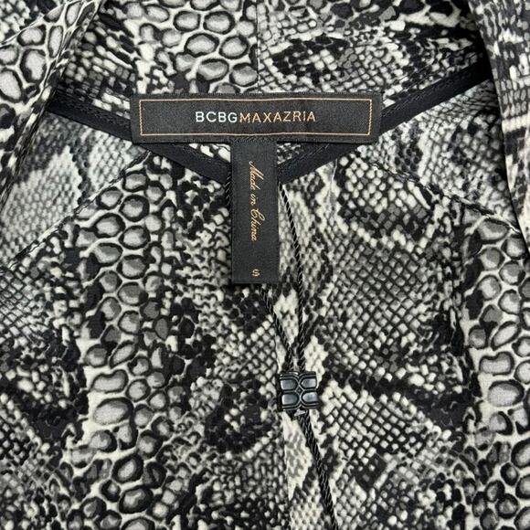 Bcbgmaxazria 100% Silk Lapelled Collar Shirt Dress Snakeskin Pattern Small - Picture 9 of 16